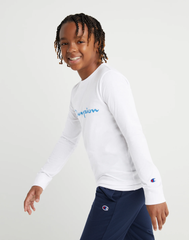 CHAMPION Big Kids' Long-Sleeve Tee, Classic Script