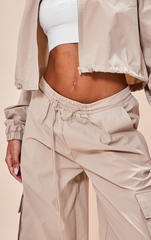 PRETTY LITTLE THING Stone Parachute Pocket Detail Lightweight Cuffed Cargo Pants