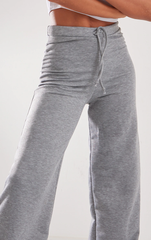 PRETTY LITTLE THING Grey Marl Lightweight Drawstring Waist Wide Leg Joggers