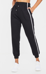 PRETTY LITTLE THING Black Double Side Stripe Joggers