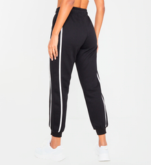 PRETTY LITTLE THING Black Double Side Stripe Joggers