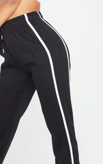 PRETTY LITTLE THING Black Double Side Stripe Joggers