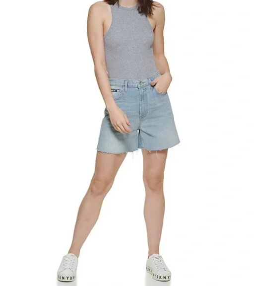 DKNY Jeans Kent High Rise Frayed Hem Short