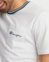 CHAMPION Tipped Collar Pocket Tee, Embroidered Script Logo