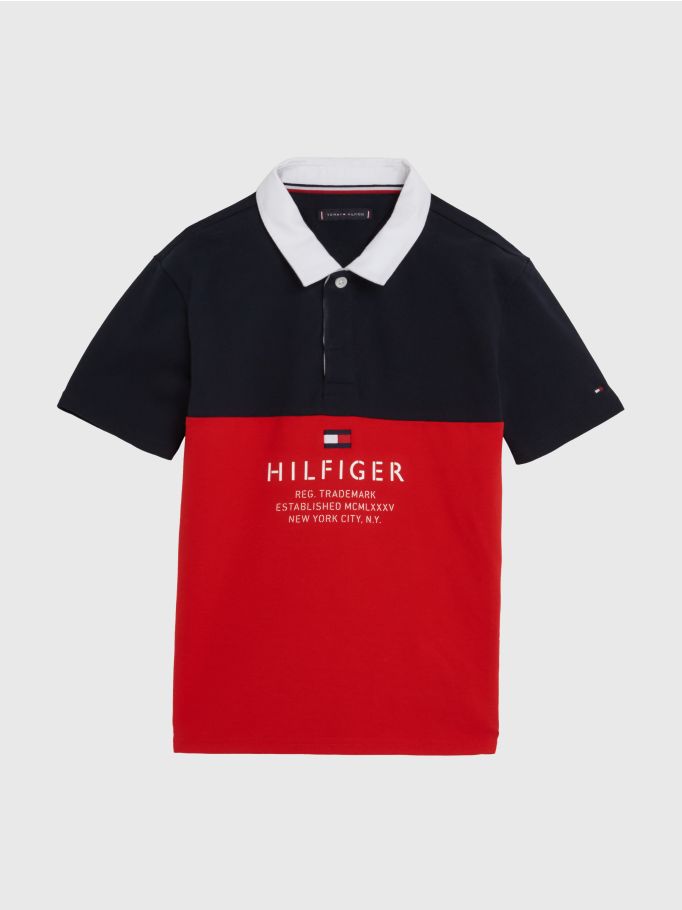 TOMMY HILFIGER Colour-Blocked Logo Pique Polo