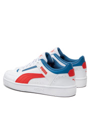 PUMA Men's Rebound Joy Low White/Burnt Red/Lake Blue Sneakers