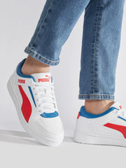 PUMA Men's Rebound Joy Low White/Burnt Red/Lake Blue Sneakers