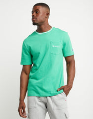 CHAMPION Tipped Collar Pocket Tee, Embroidered Script Logo