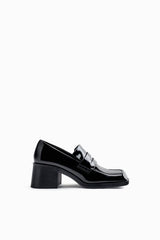 ZARA Faux Patent Leather Heeled Loafers