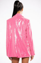 AKIRA Sparkle And Shine Sequin Blazer In Pink