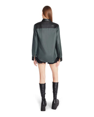 STEVE MADDEN Vegan Leather Collared Buttonfront Shirt