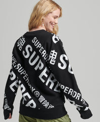 SUPERDRY Unisex Core Logo All Over Print Crew Sweatshirt