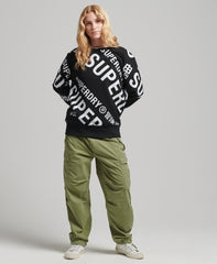 SUPERDRY Unisex Core Logo All Over Print Crew Sweatshirt