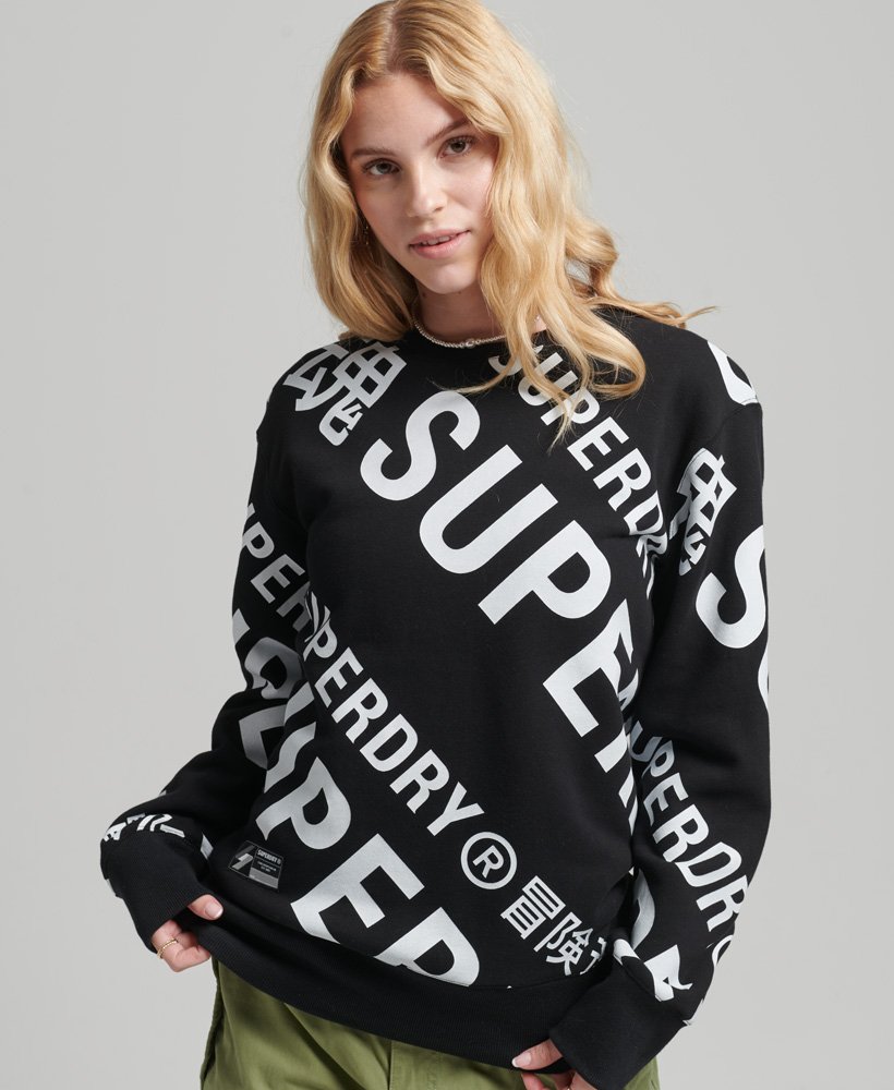 SUPERDRY Unisex Core Logo All Over Print Crew Sweatshirt