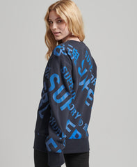 SUPERDRY Unisex Core Logo All Over Print Crew Sweatshirt