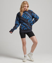 SUPERDRY Unisex Core Logo All Over Print Crew Sweatshirt