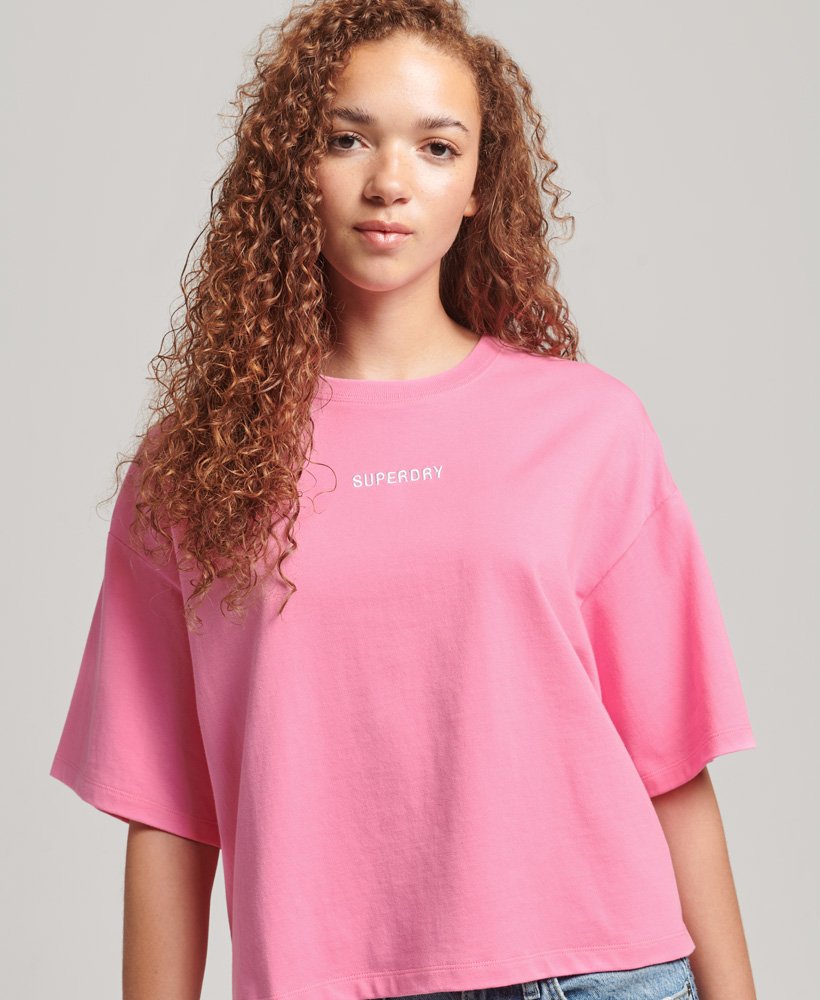 SUPERDRY Micro Logo Embroidered Boxy T-Shirt