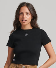 SUPERDRY Essential Rib Fitted Crop T-Shirt