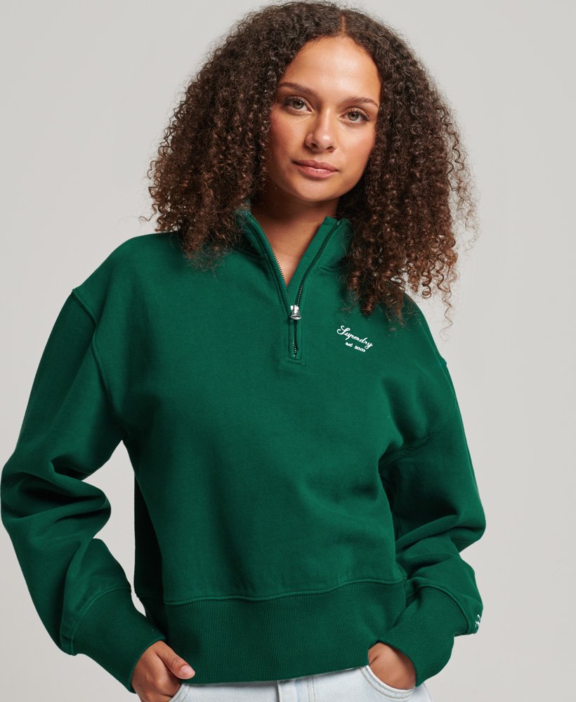 SUPERDRY Heritage Embroidered Half Zip Sweatshirt