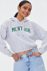 FOREVER21 Embroidered Montauk Cropped Hoodie