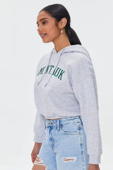 FOREVER21 Embroidered Montauk Cropped Hoodie