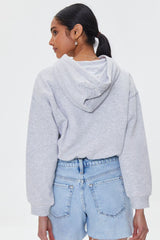 FOREVER21 Embroidered Montauk Cropped Hoodie