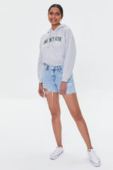 FOREVER21 Embroidered Montauk Cropped Hoodie