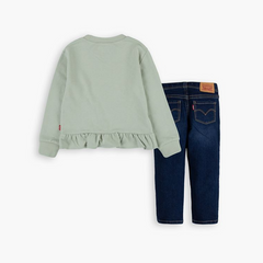 LEVI`S TODDLER GIRLS PEPLUM CREW SHIRT AND JEANS SET