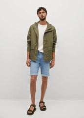 MANGO Medium-wash denim shorts