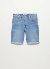 MANGO Medium-wash denim shorts