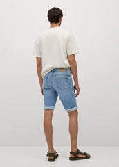 MANGO Medium-wash denim shorts