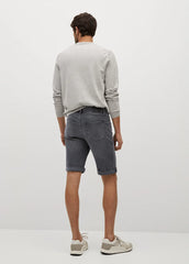 MANGO Dark grey denim shorts