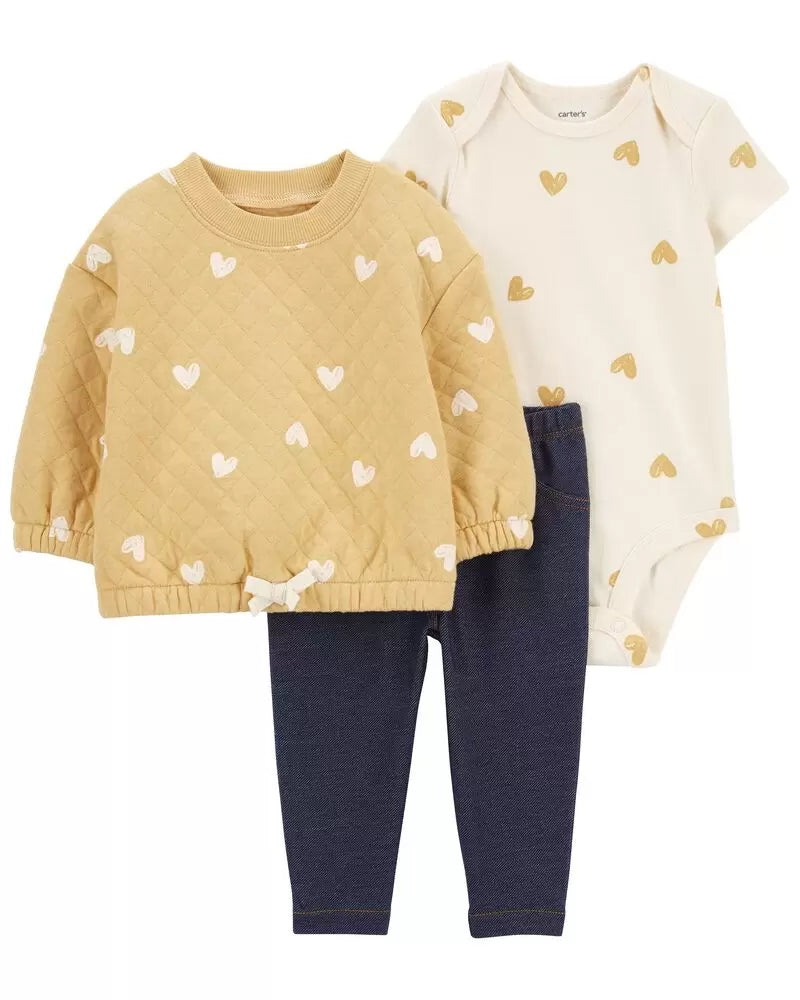 CARTER`S Baby 3-Piece Heart Outfit Set