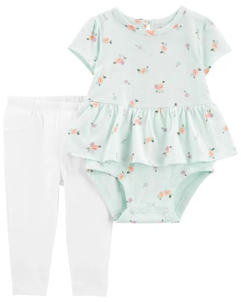 CARTER`S  2-Piece Floral Peplum Bodysuit Pant Set