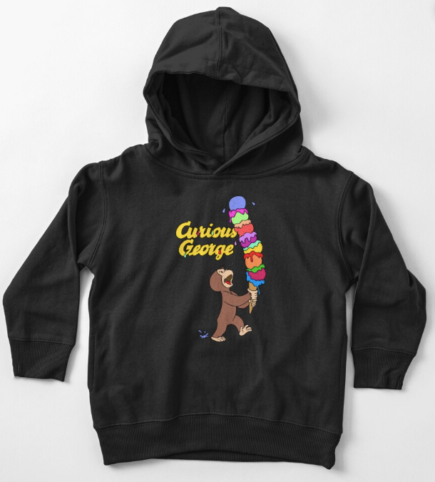 REDBUBBLE Curious George Has An Ice Cream Treat Toddler Pullover Hoodie