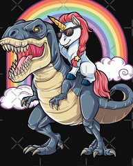 REDBUBBLE Unicorn Riding Dinosaur T Shirt T-Rex