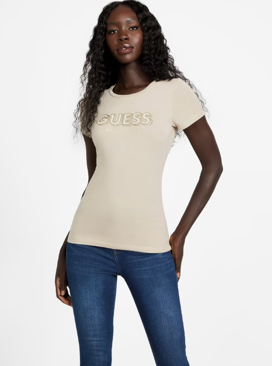 GUESS Eco Fran Logo Pearl Tee