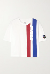 POLO RALPH LAUREN Striped appliquéd cotton-jersey T-shirt