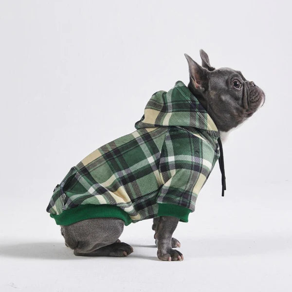 SPARK PAWS Green Plaid Dog Hoodie