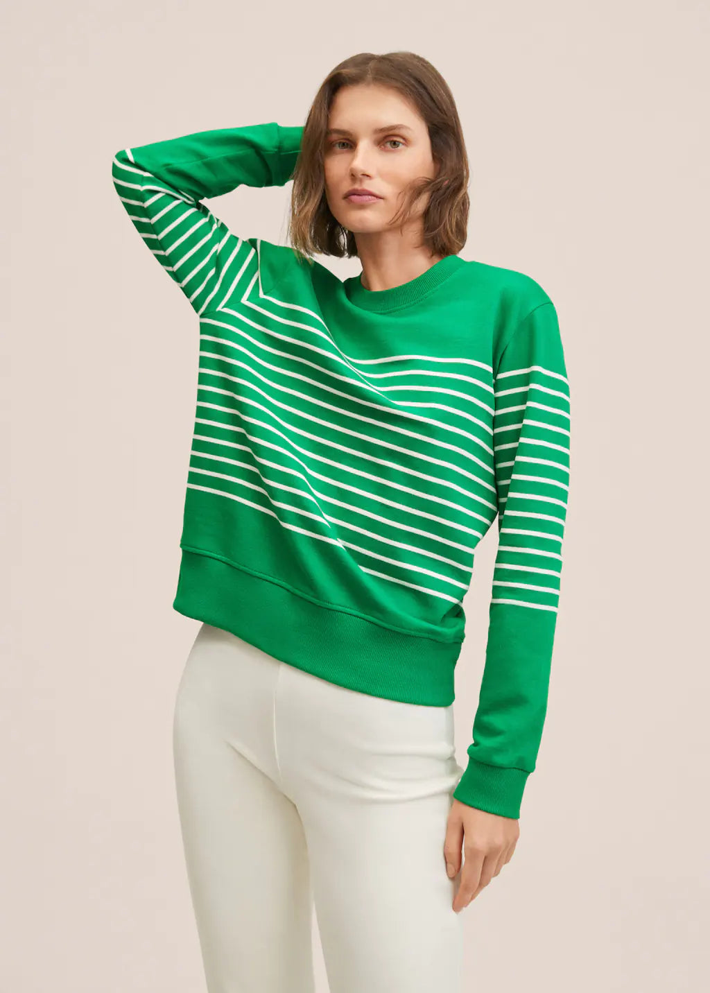 MANGO Striped cotton-blend sweatshirt