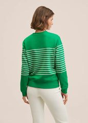 MANGO Striped cotton-blend sweatshirt