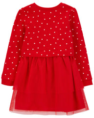 CARTER`S Heart Long-Sleeve Tulle Dress