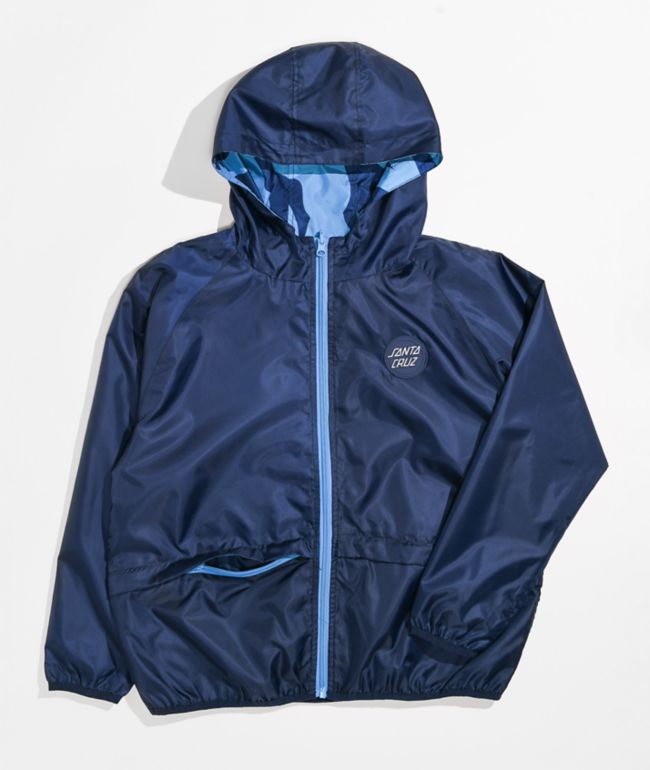 Santa Cruz Kids' Obscure Blue Reversible Windbreaker Jacket