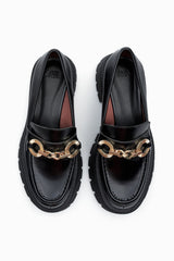 ZARA CHAIN TRIM LUG SOLE LOAFERS