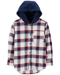 CARTER`S Plaid Button-Front Hooded Shirt