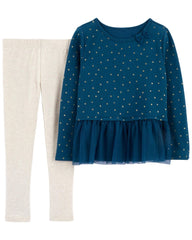 CARTER`S Kid 2-Piece Peplum Top & Legging Set