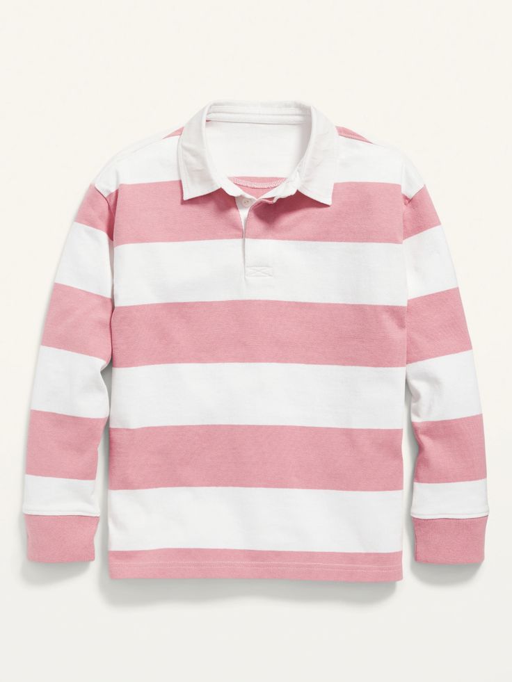 OLD NAVY Gender-Neutral Striped Long-Sleeve Rugby Polo Shirt for Kids