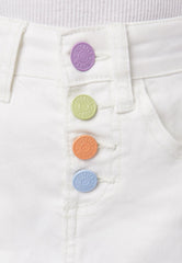 JUSTICE Distressed Rainbow-Button Denim Mini Skirt