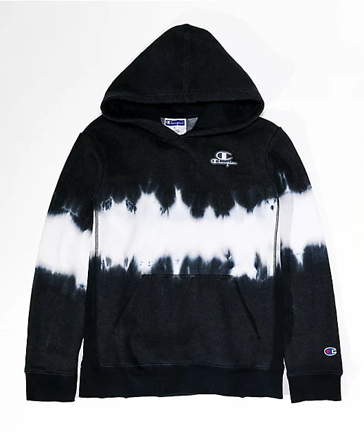 CHAMPION BLACK TIE DYE HOODIE