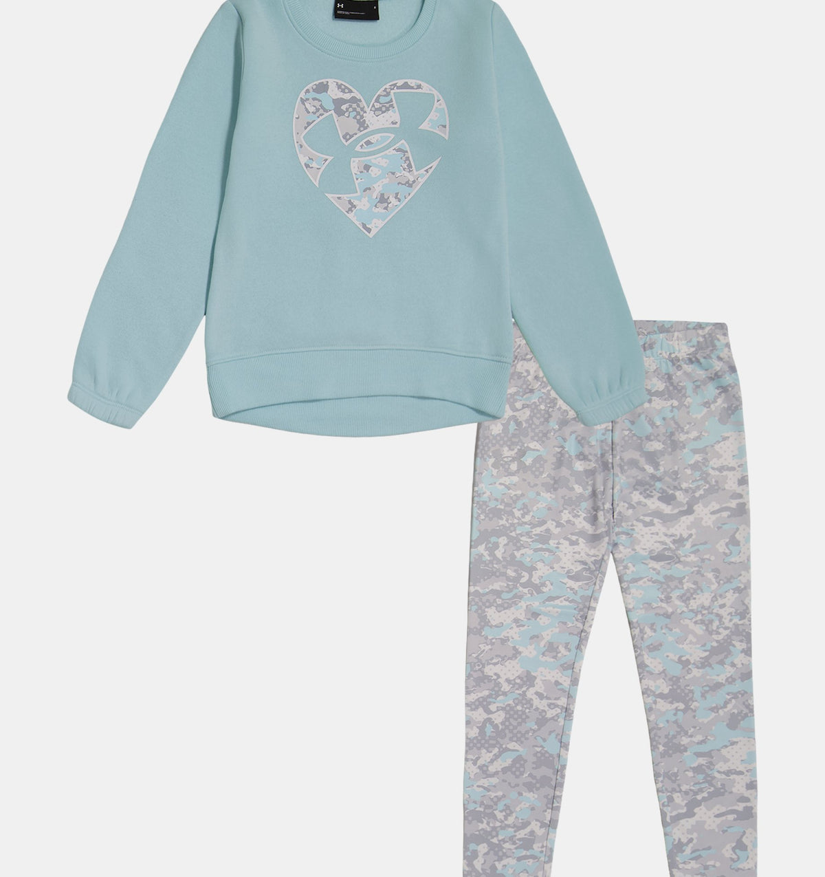 UNDERARMOUR Girls' Pre-School UA Camo Heart Crewneck Set